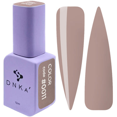 DNKa color gel polish bottle and beige nude nail swatch, 12ml #0011