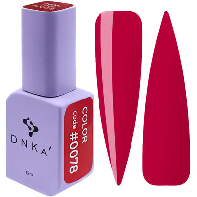 Red gel nail polish bottle and swatch, glossy deep maroon #0078 shade