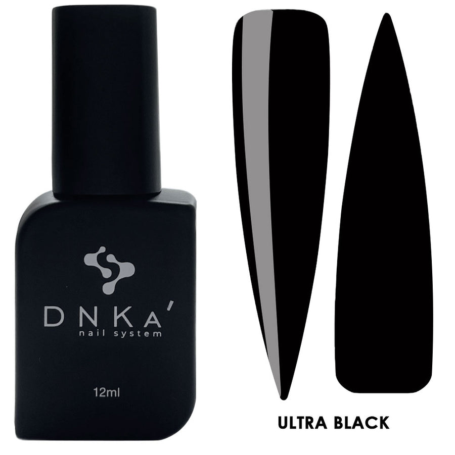 DNKa gel nail polish bottle, dark black shade ULTRA BLACK, 12ml