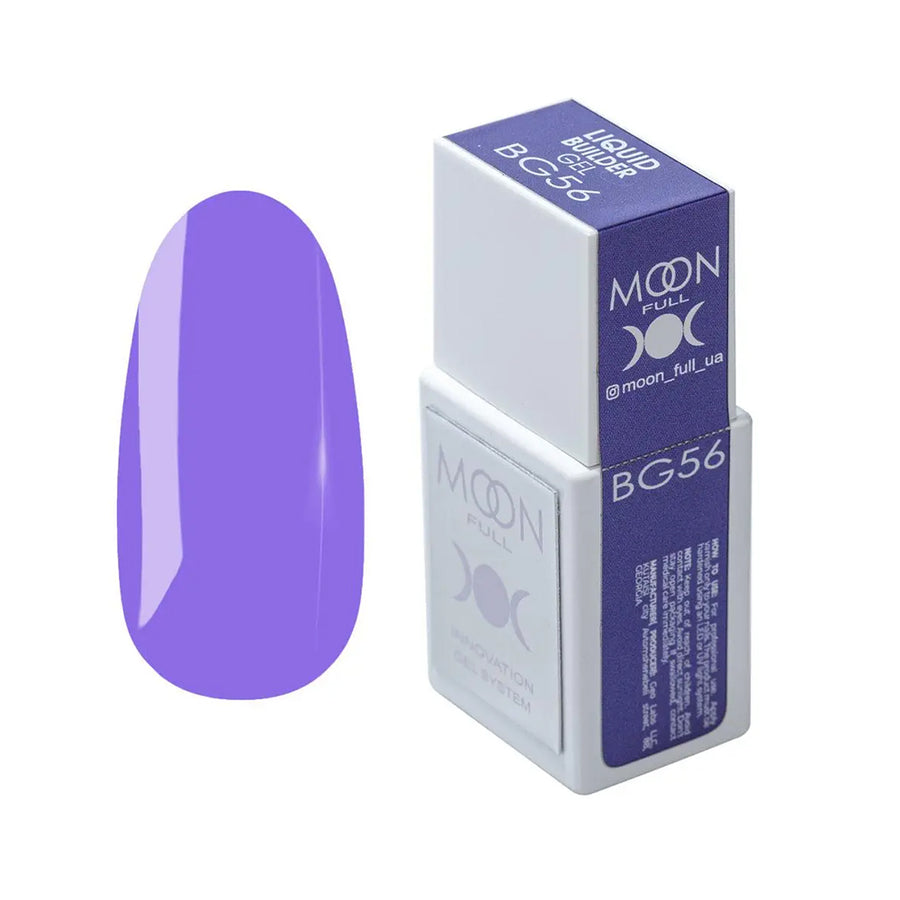 Moon Full liquid builder gel BG56 15 ml with purple swatch and box