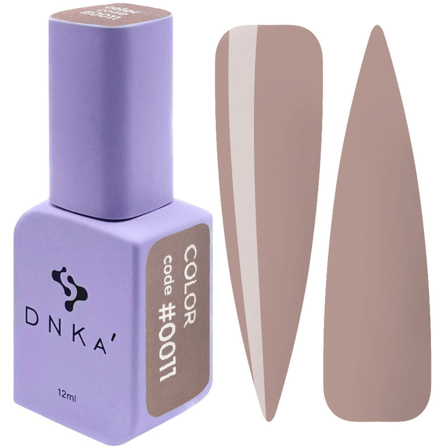 DNKa color gel polish bottle and beige nude nail swatch, 12ml #0011
