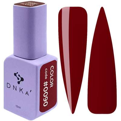 Burgundy red color gel polish bottle and swatch, glossy gel nail polish, 12ml
