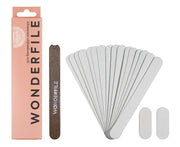 Packaged set of gray emery nail files and buffers, Wonderfile
