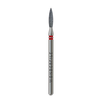 Nail drill bit with blunt flame head, red band, metal shaft