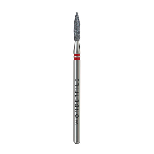 Nail drill bit with blunt flame head, red band, metal shaft