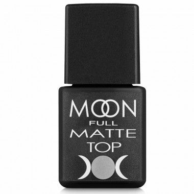 Moon Full Matte Top nail polish bottle, black glass, MOON label on front