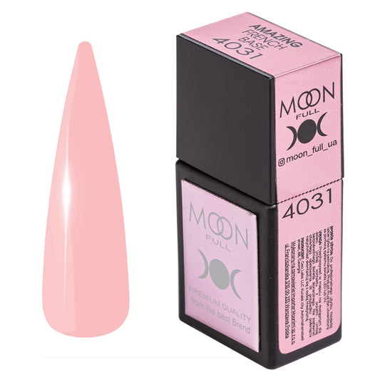 Moon Amazing French base nail polish, light pink 12 ml bottle