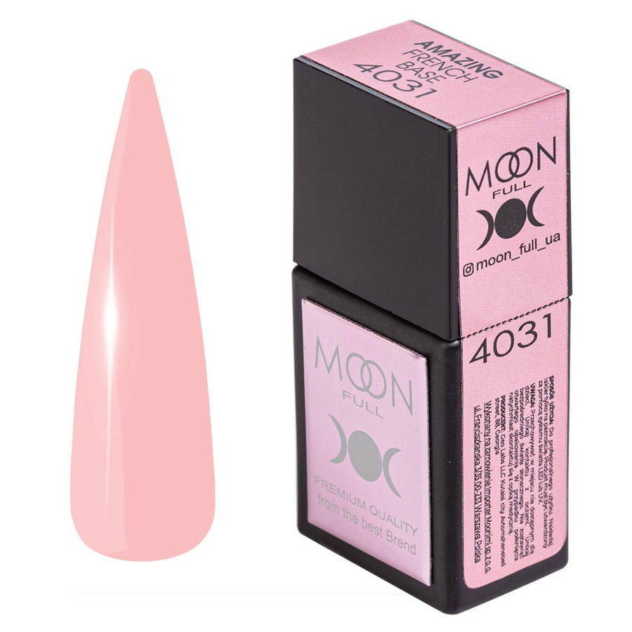 Moon Amazing French base nail polish, light pink 12 ml bottle