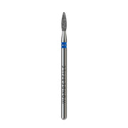 Nail drill bit with gray flame tip and blue ring on metal handle