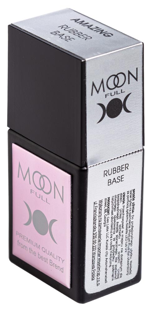 Rubber base nail gel in black and silver box, Moon brand label