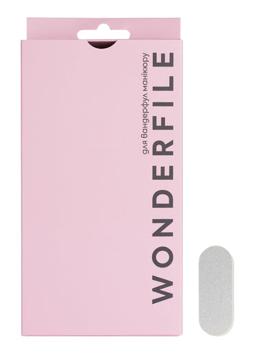Manicure buff files pack with pink sleeve and one gray sanding file carded
