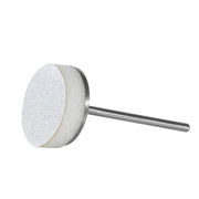 Pedicure buff disc on metal rod, round light gray abrasive pad