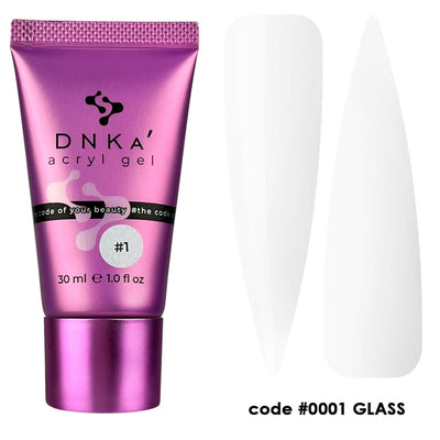 DNKa acrylic gel in metallic purple tube, 30 ml, code #0001 GLASS, #1 label