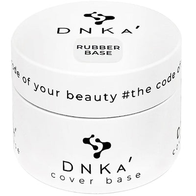 DNKa rubber base jar, white container with black logo on lid and body