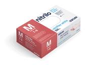 Disposable nitrile gloves box, medium size M, red packaging, 100 count.