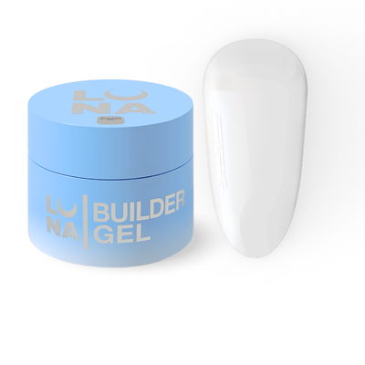 LunaMoon Premium nail gel jar with glossy nail swatch, 15 ml