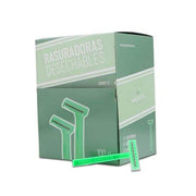 Disposable two-blade razor with comb and protective cap