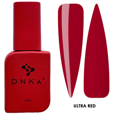 DNKa color gel polish ULTRA RED: bottle with 2 nail swatch tips