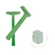 Box of 100 disposable two-blade razors with comb