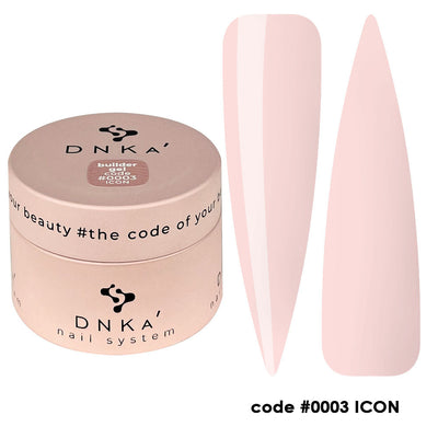 DNKa Builder Gel #0003 Icon, pale pink nail gel and nail swatch