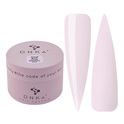 DNKa acrylic gel in 30ml jar, #0004 Silk, with pale pink nail tips