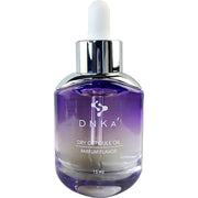 Dry cuticle oil bottle, purple liquid, silver cap, 15 ml