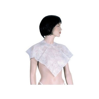 Polypropylene cape with tie, disposable, light gray/white, 50x50 cm.